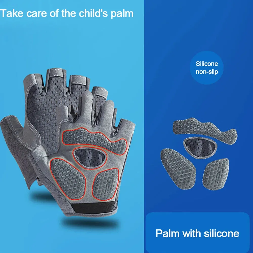 1Pair Kids Half Finger Gloves, Kids Boys Girls Cycling Gloves, Kids Fishing Gloves for Cycling Camping Fishing Outdoor Sports