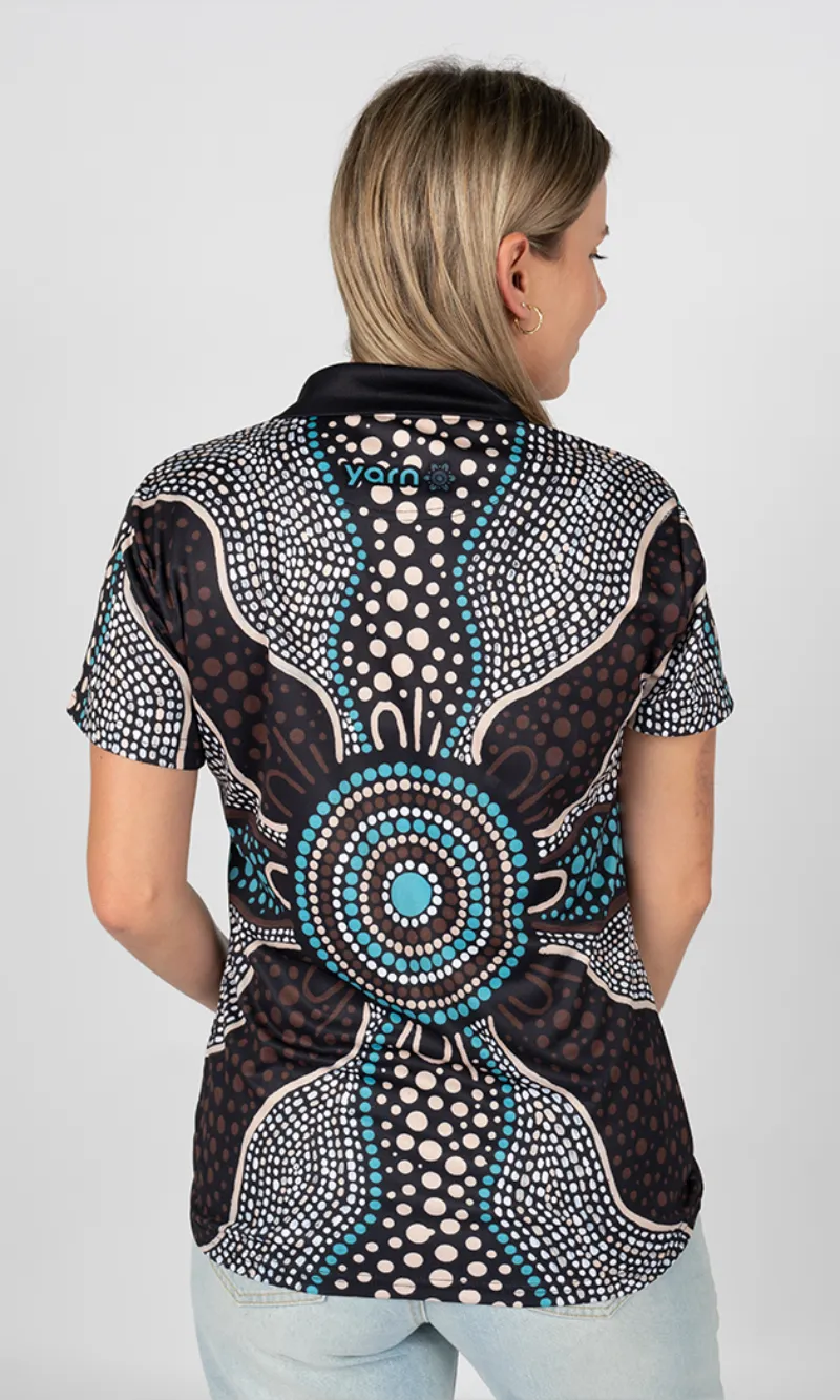 Aboriginal Art Ladies Fitted Polo Family