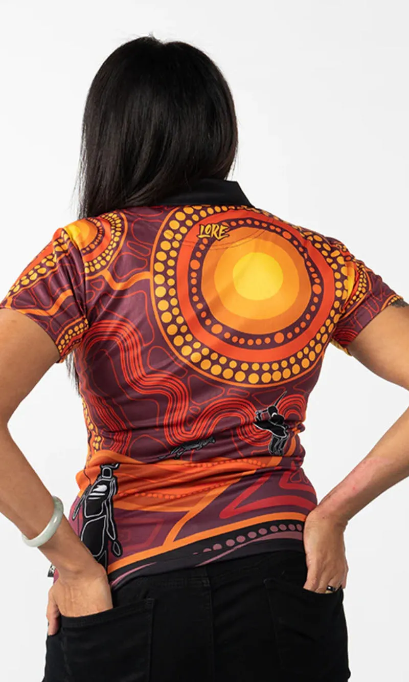 Aboriginal Art Ladies Fitted Polo Woka
