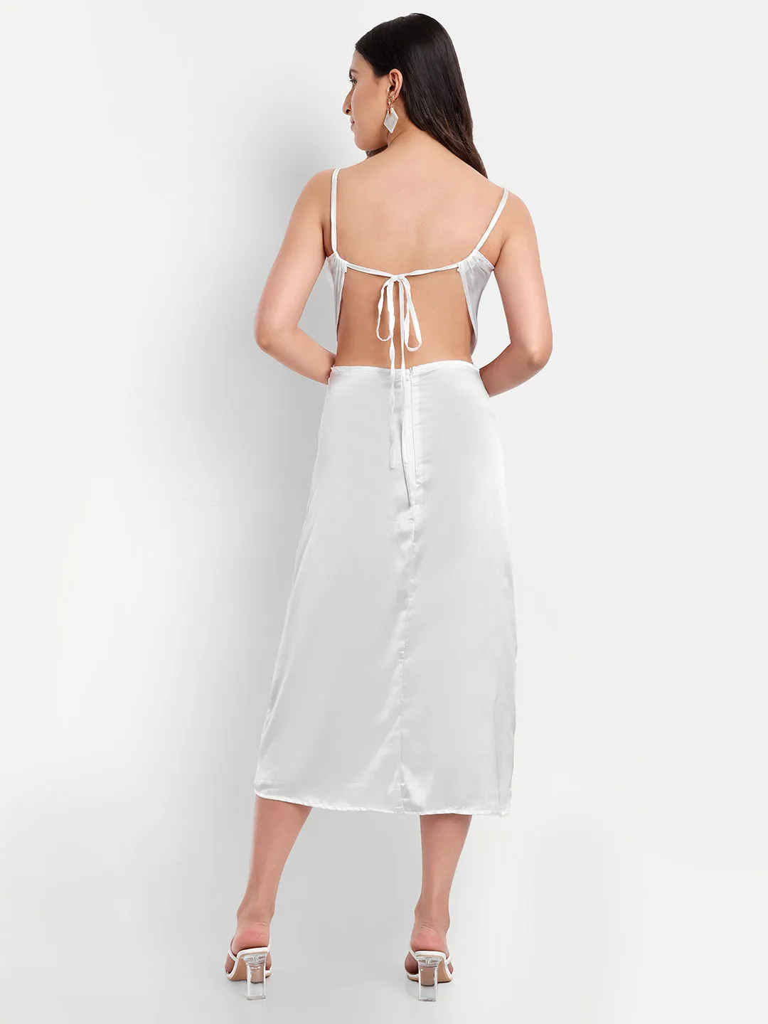 Alessa white maxi satin dress