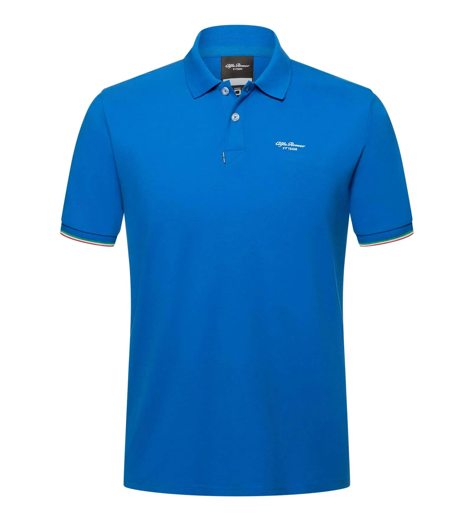 Alfa Romeo Racing F1 Small Logo Pique Polo Shirt - White/Black/Blue/Red