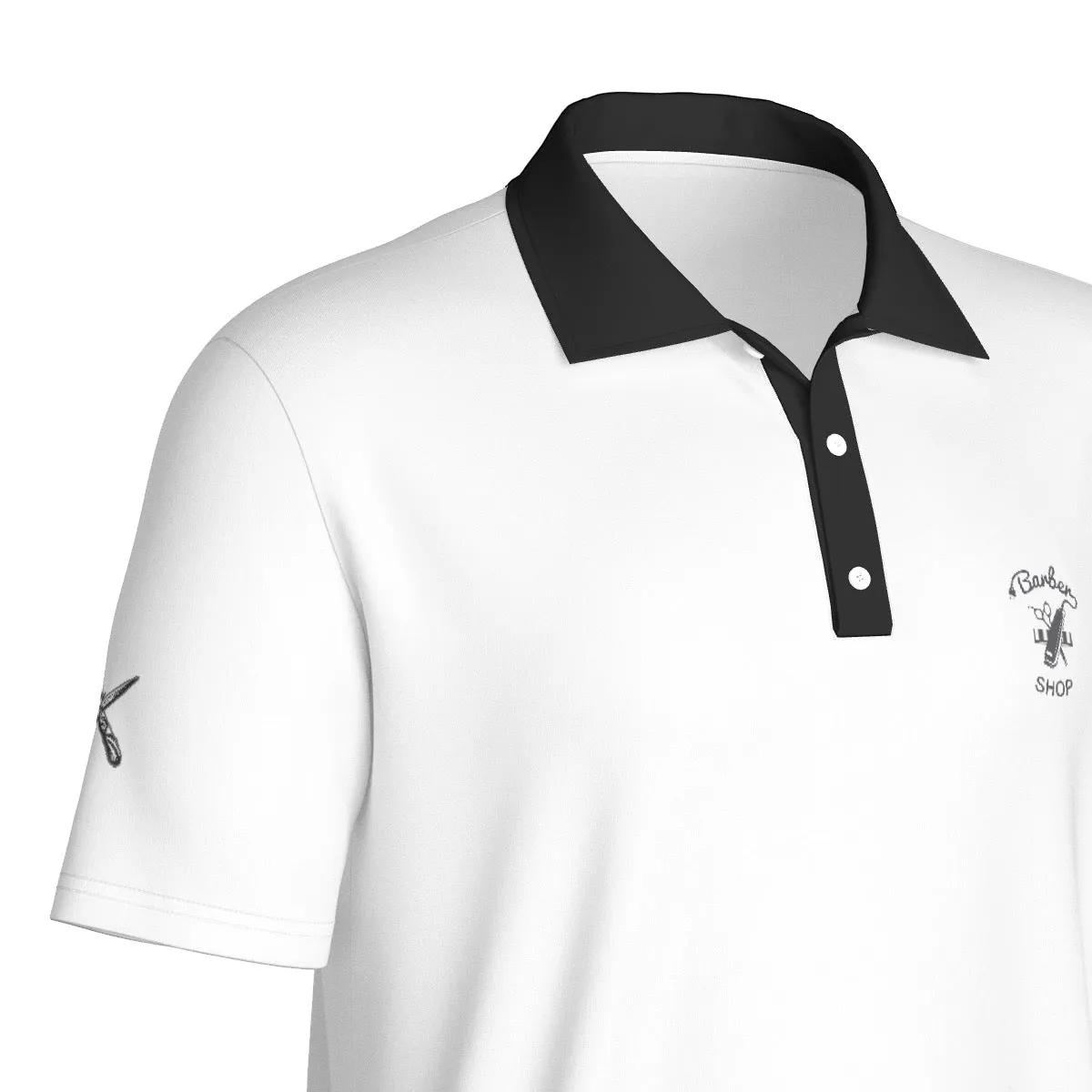 All-Over Print Men's Polo Collar Jersey barbershop, theme, print 27