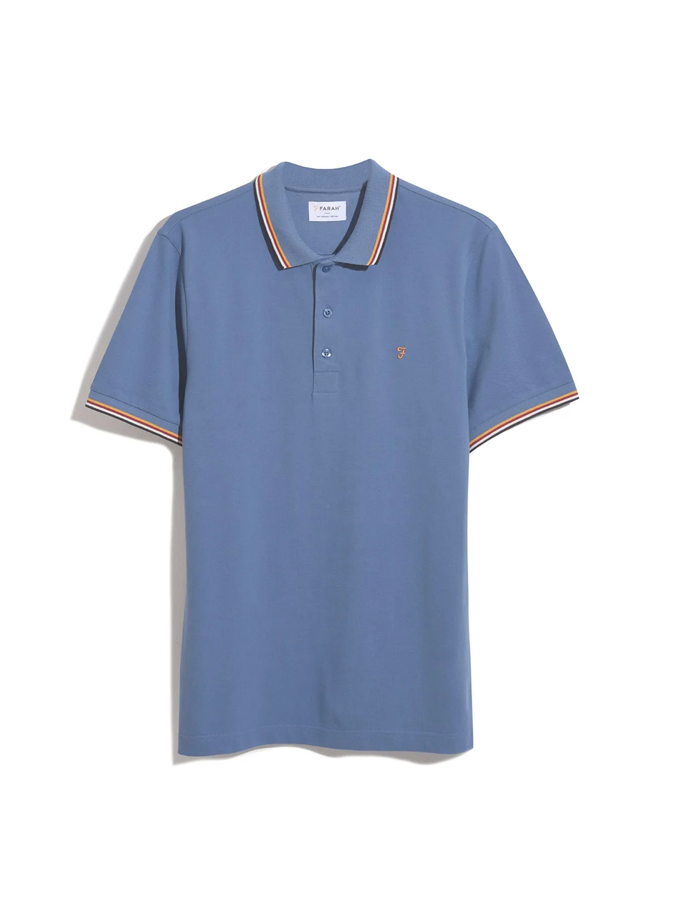 Alvin Organic Cotton Tipped Collar Short Sleeve Polo Shirt In Sheaf Blue
