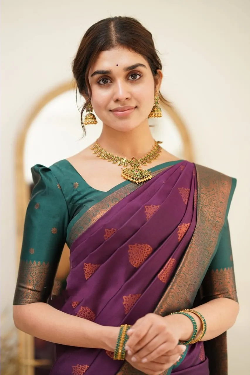 Amiable Purple Soft Silk Saree with Transcendent Blouse Piece
