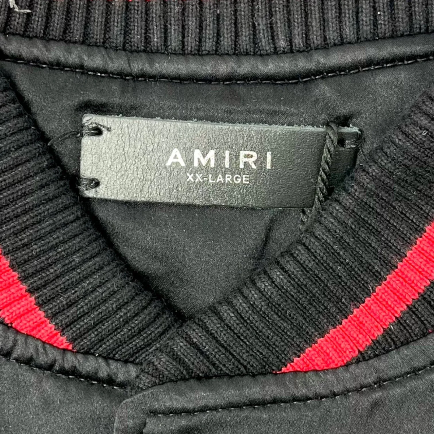 Amiri Fighters Logo Embroidered Satin Bomber Jacket Black Red Pre-Owned