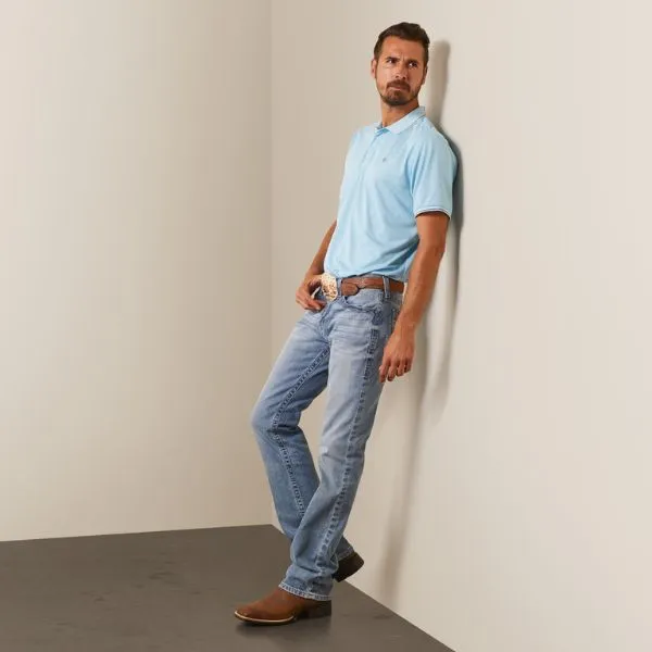 Ariat Mens Logo Fitted Short Sleeve Polo Shirt