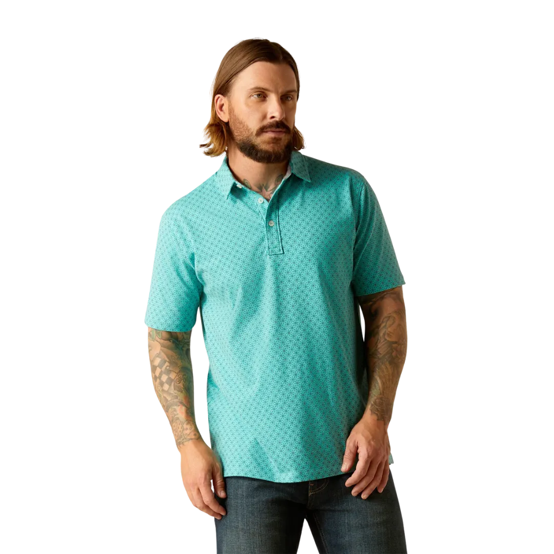 Ariat Men's Retro Polo Winter Aqua Shirt