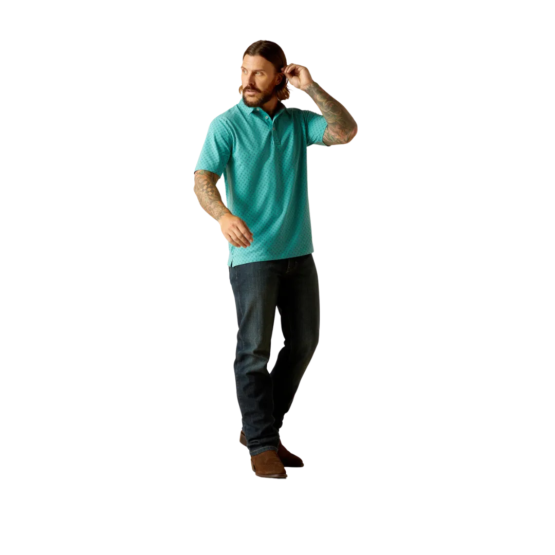 Ariat Men's Retro Polo Winter Aqua Shirt