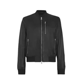 Ashley Black Bomber Leather Jacket