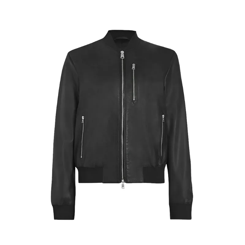 Ashley Black Bomber Leather Jacket