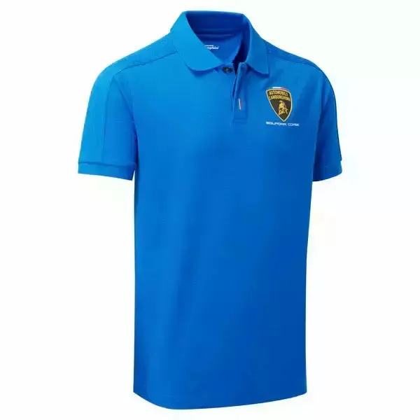 Automobili Lamborghini Squadra Corse Travel Polo Shirt - Blue/Orange/Gray