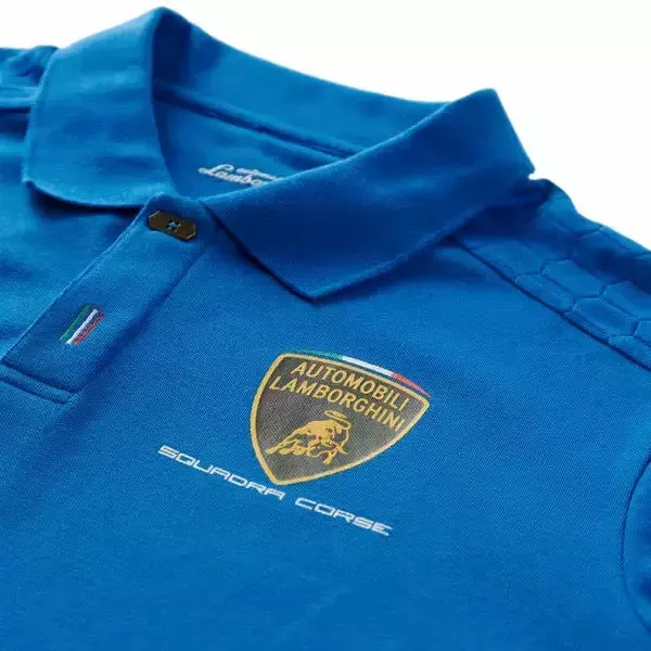 Automobili Lamborghini Squadra Corse Travel Polo Shirt - Blue/Orange/Gray