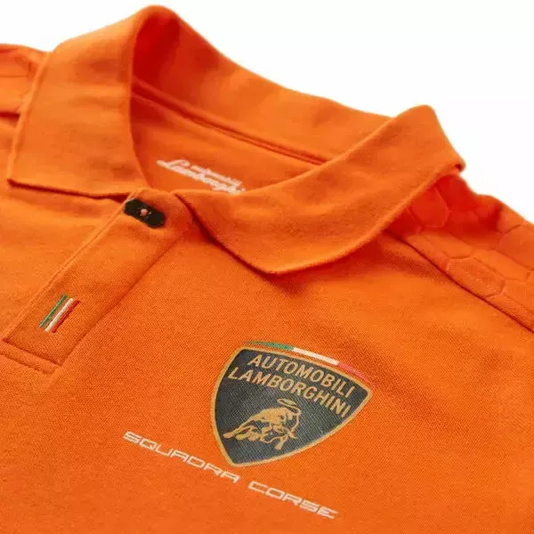 Automobili Lamborghini Squadra Corse Travel Polo Shirt - Blue/Orange/Gray