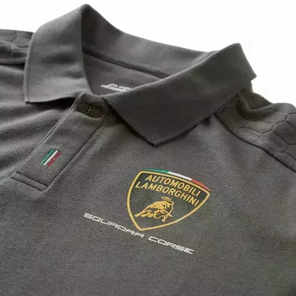 Automobili Lamborghini Squadra Corse Travel Polo Shirt - Blue/Orange/Gray