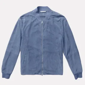 Barclay 100% Lamb Suede Bomber Jacket / Med Blue