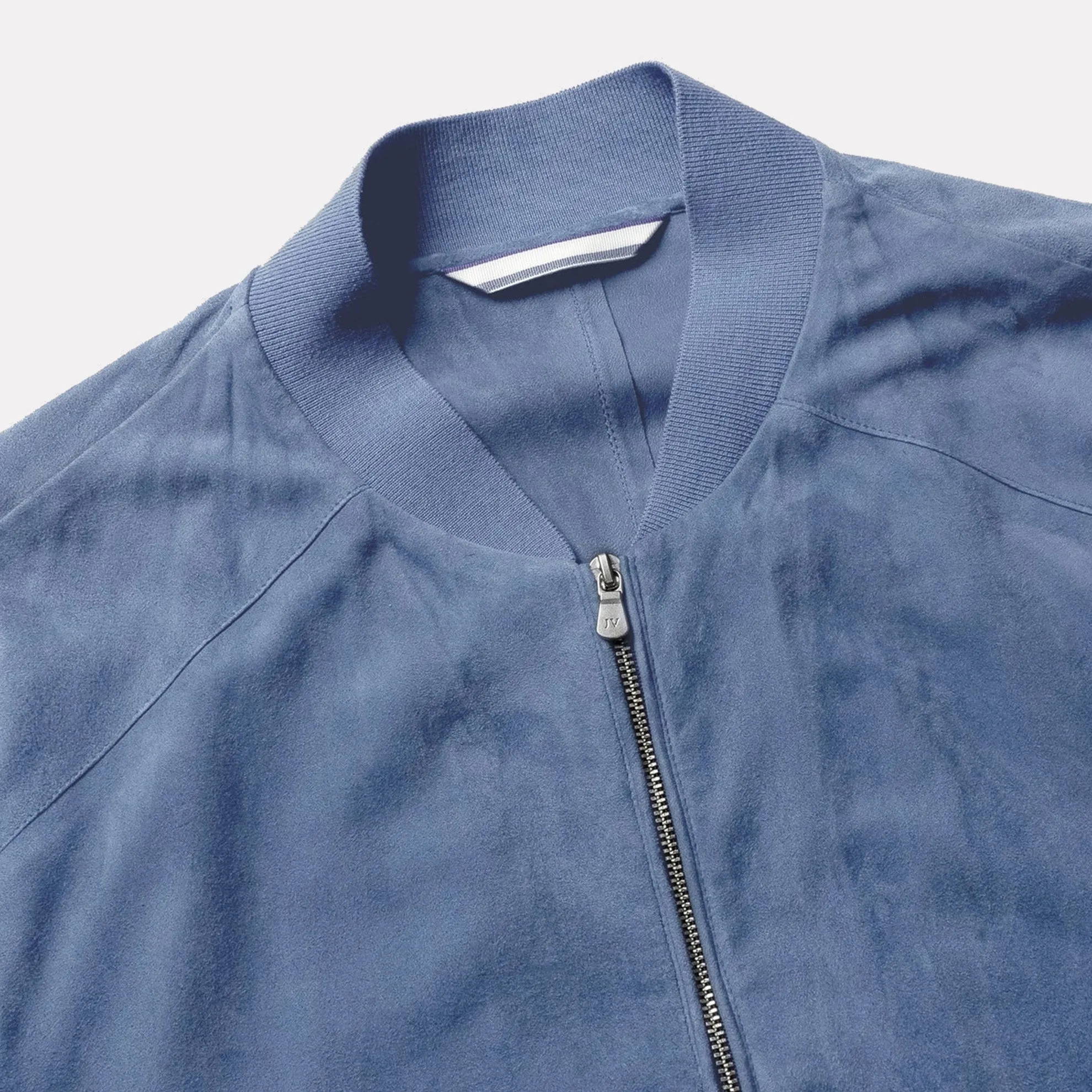 Barclay 100% Lamb Suede Bomber Jacket / Med Blue