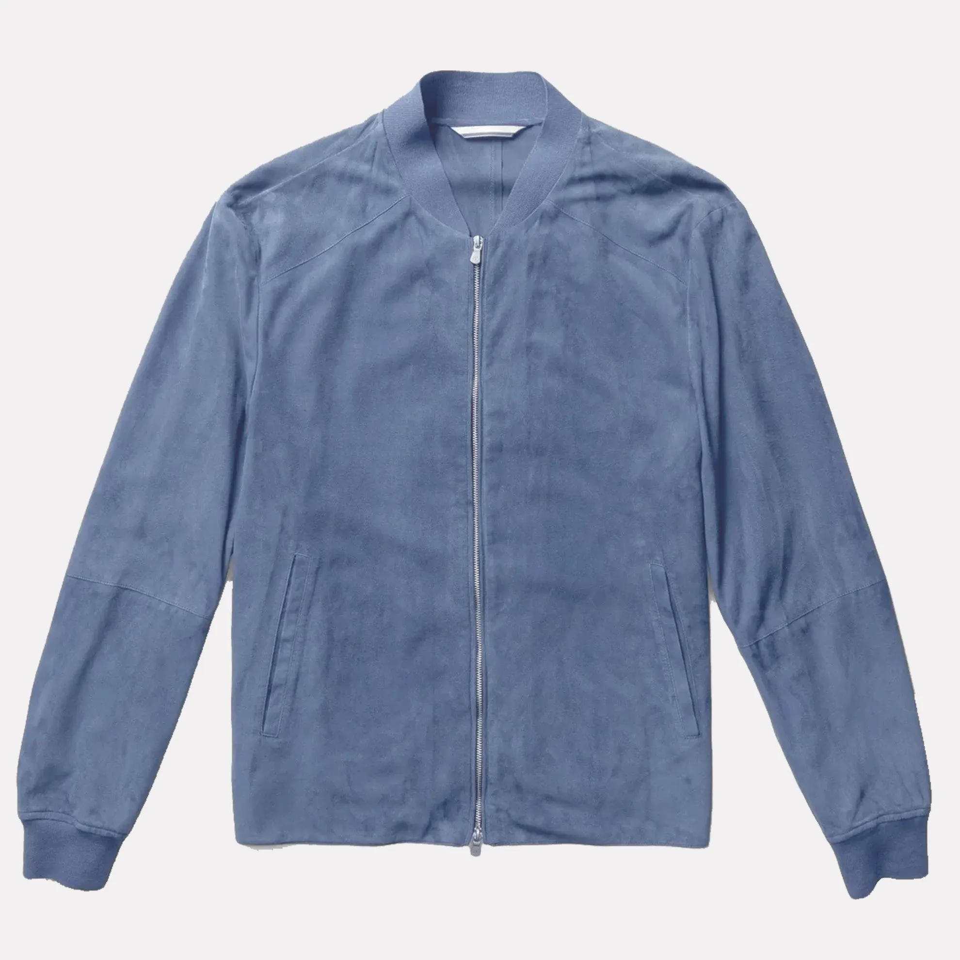 Barclay 100% Lamb Suede Bomber Jacket / Med Blue