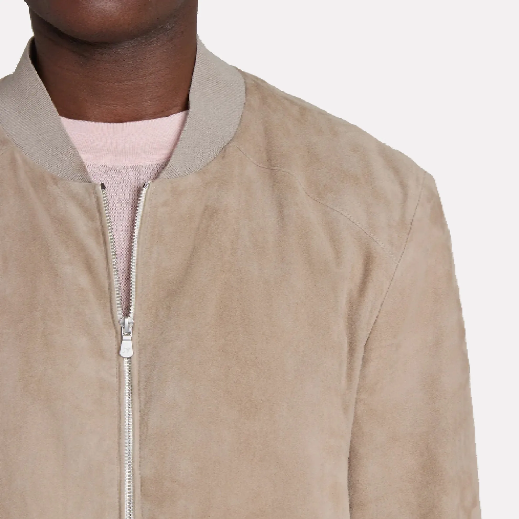 Barclay 100% Lamb Suede Bomber Jacket / Tan
