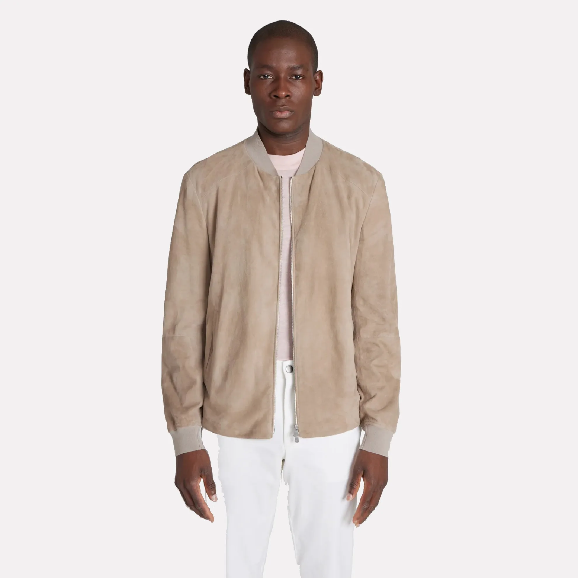 Barclay 100% Lamb Suede Bomber Jacket / Tan