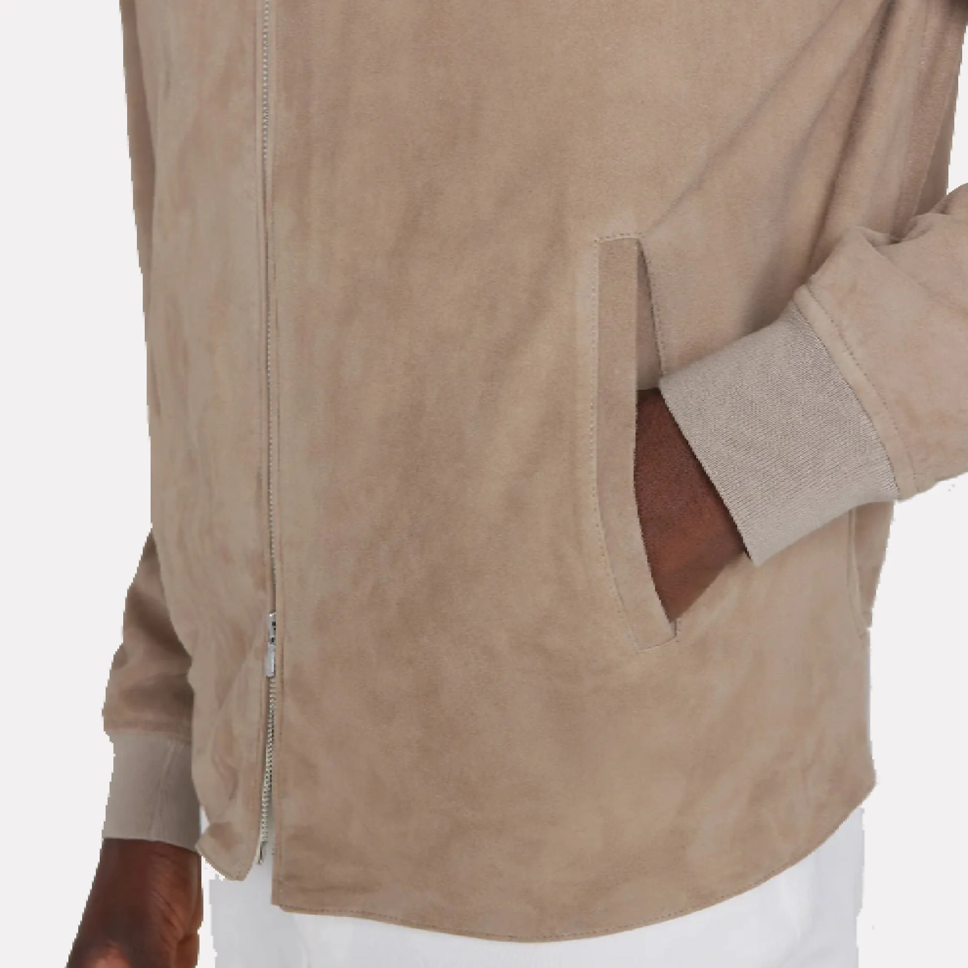 Barclay 100% Lamb Suede Bomber Jacket / Tan