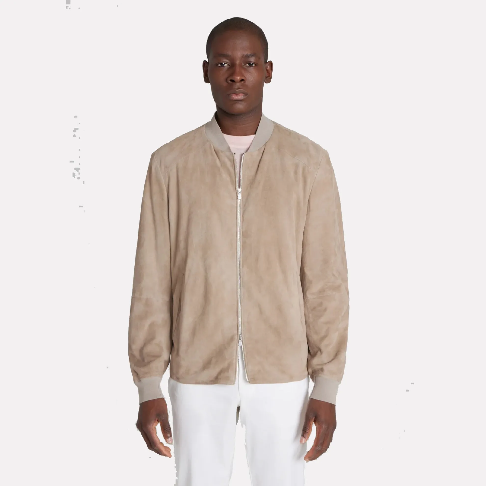 Barclay 100% Lamb Suede Bomber Jacket / Tan
