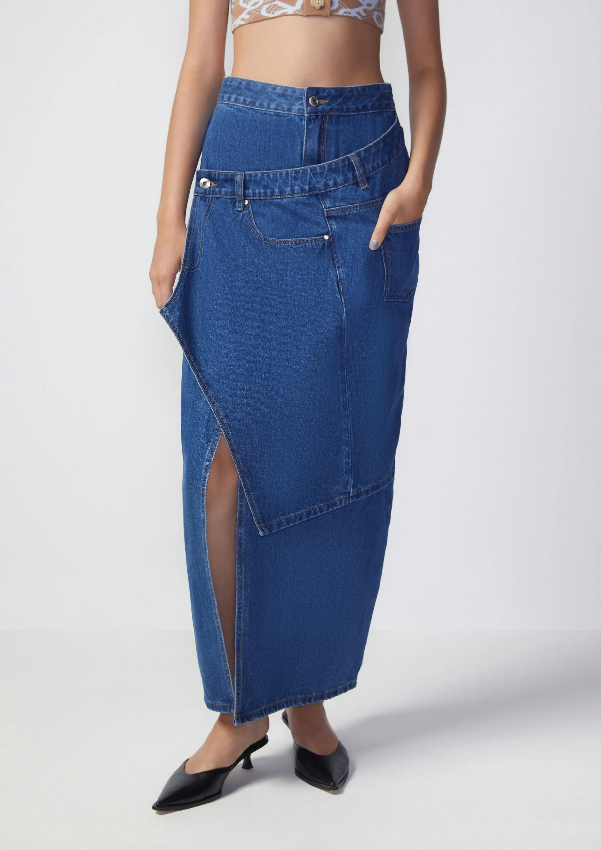 Beachside Oasis Denim Pencil Skirt