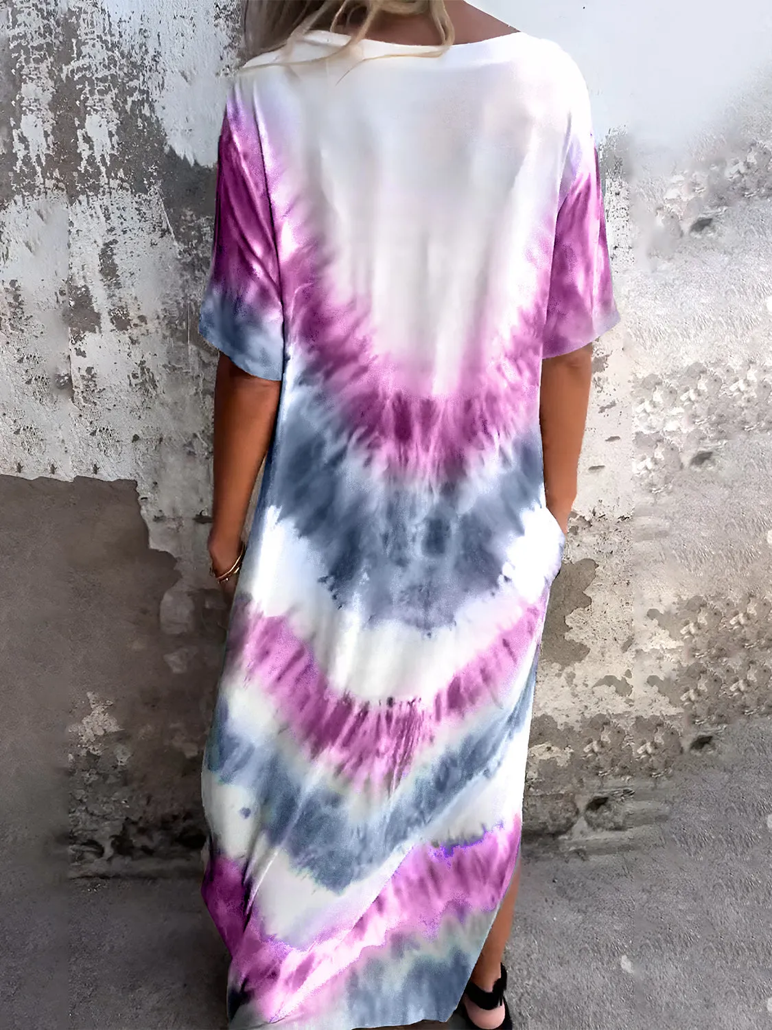 Beachy Tie-Dye Short Sleeve Maxi Dress