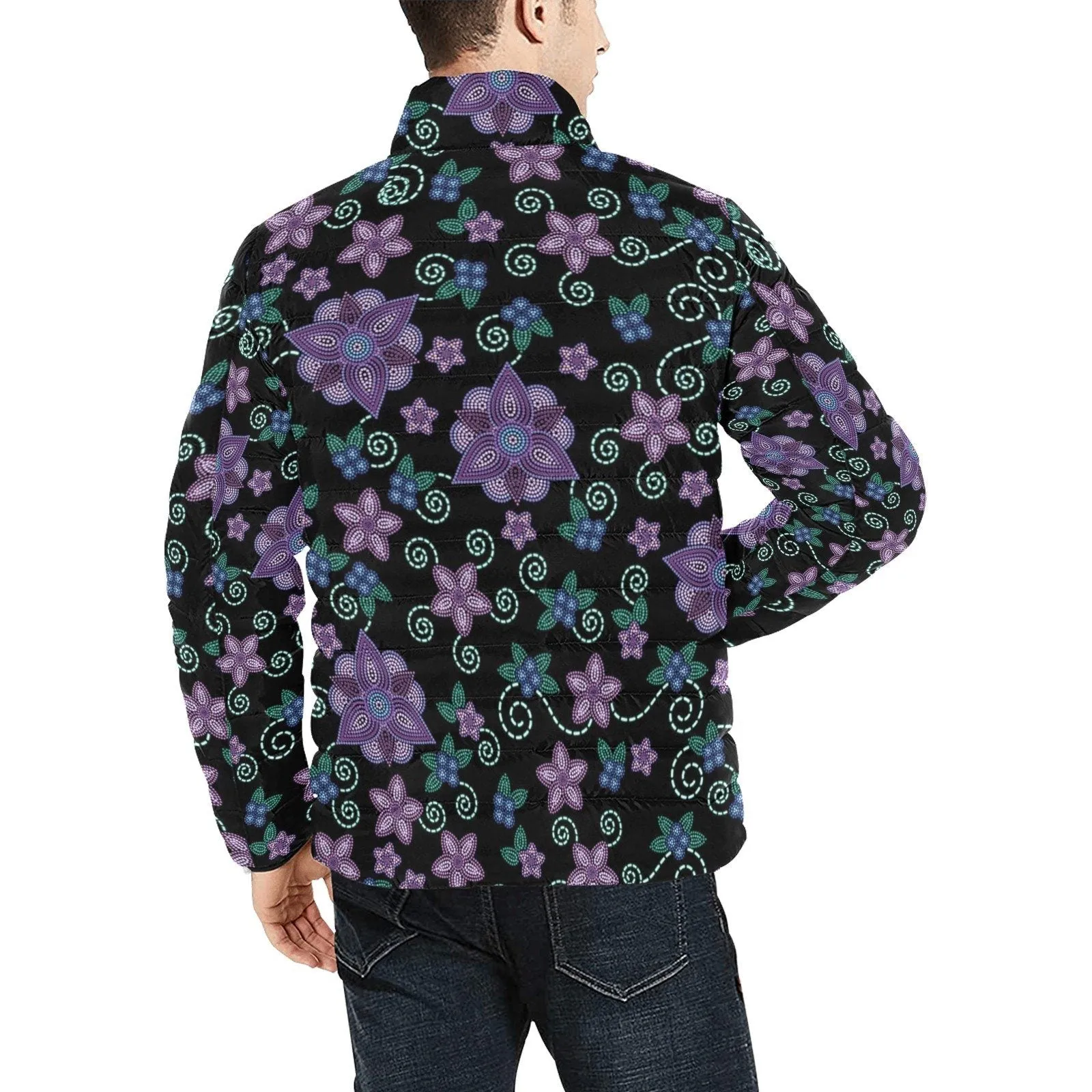Berry Picking Men's Stand Collar Padded Jacket
