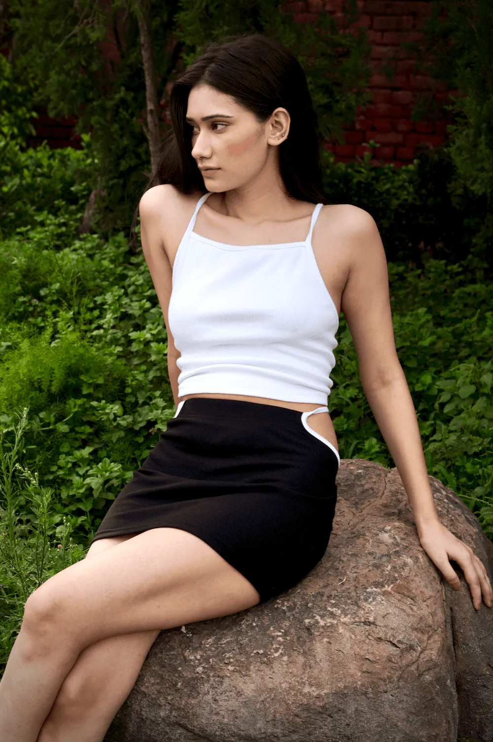 Black Ribbed Knit Skirt