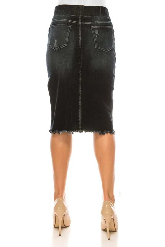 Black Wash Elastic Waist with Rips