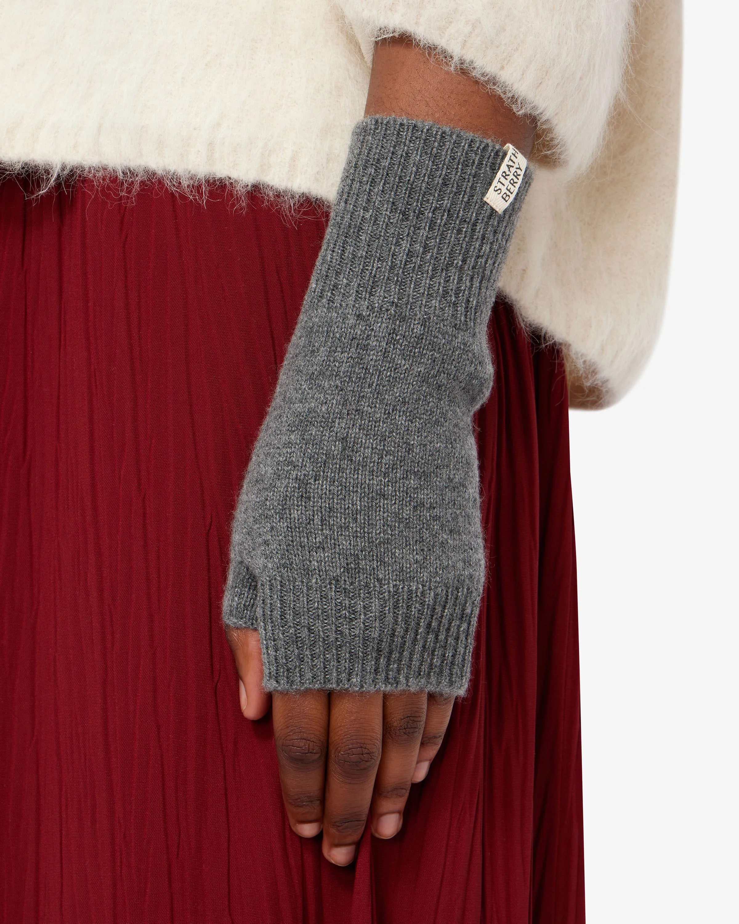 Cashmere Fingerless Gloves - Grey