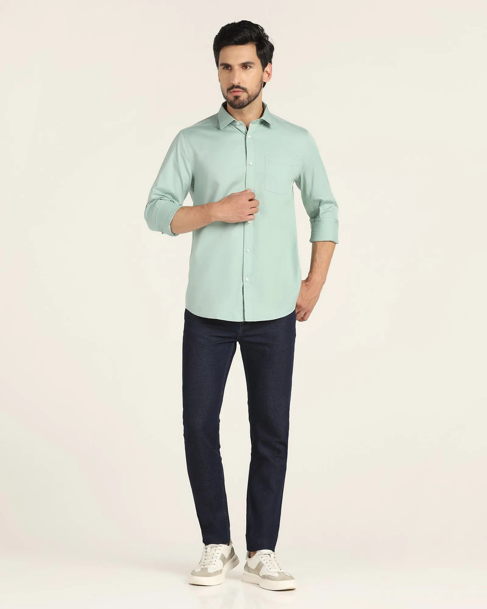 Casual Dusty Green Solid Shirt - Mandy