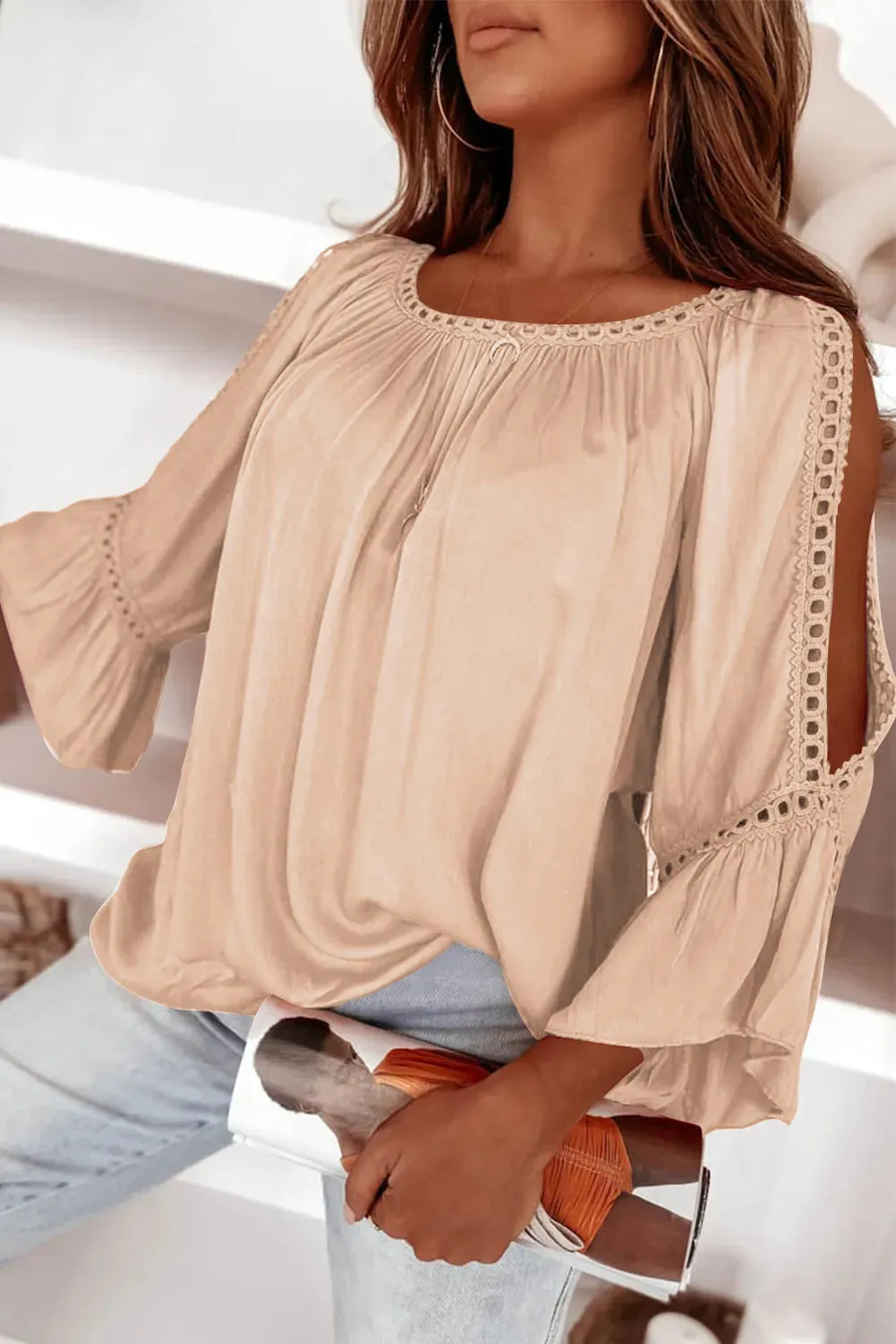 Chloe Lace Cut-Out Sleeve Blouse
