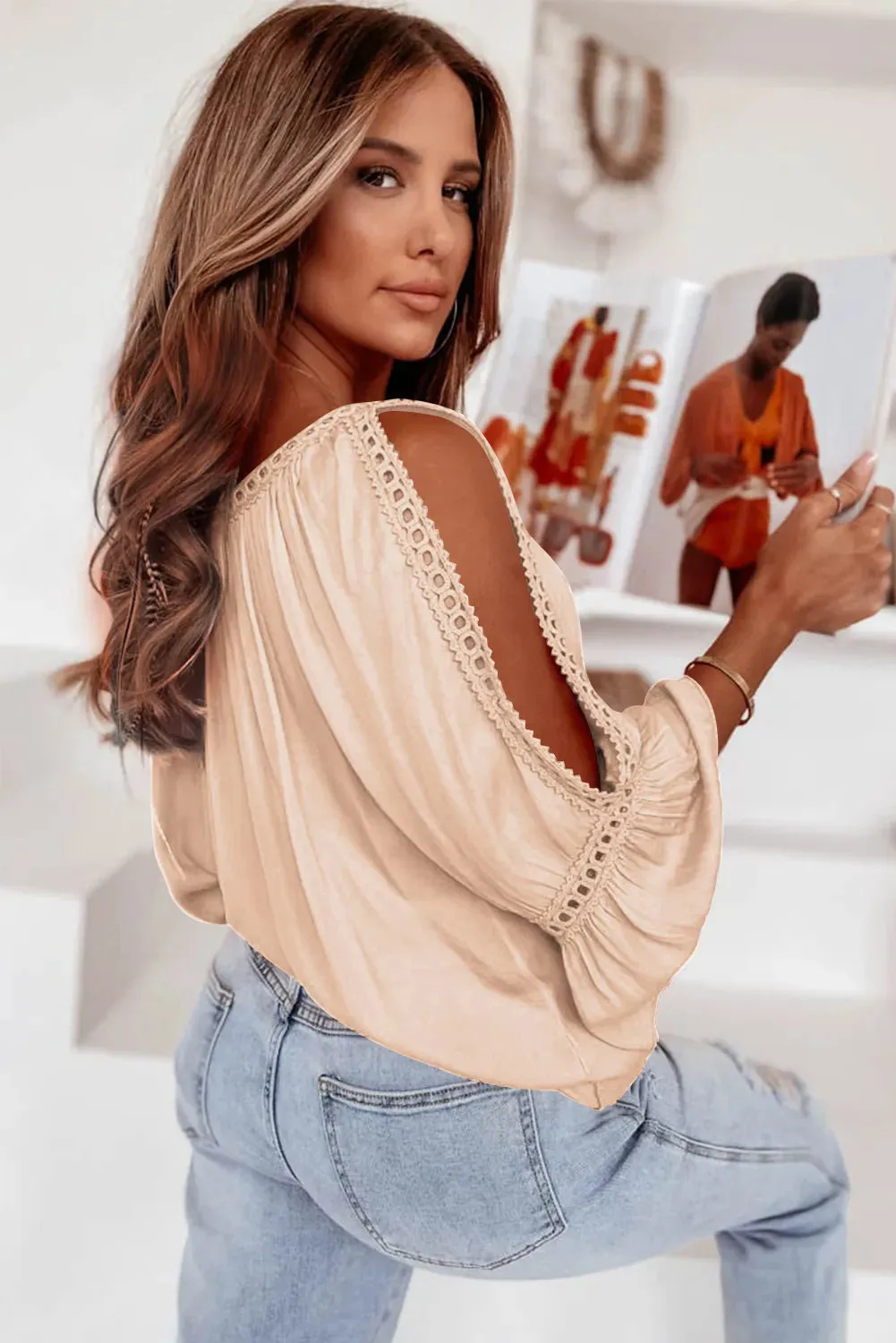Chloe Lace Cut-Out Sleeve Blouse