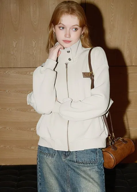 COTTON BLEND SHERPA ZIPPER JACKET