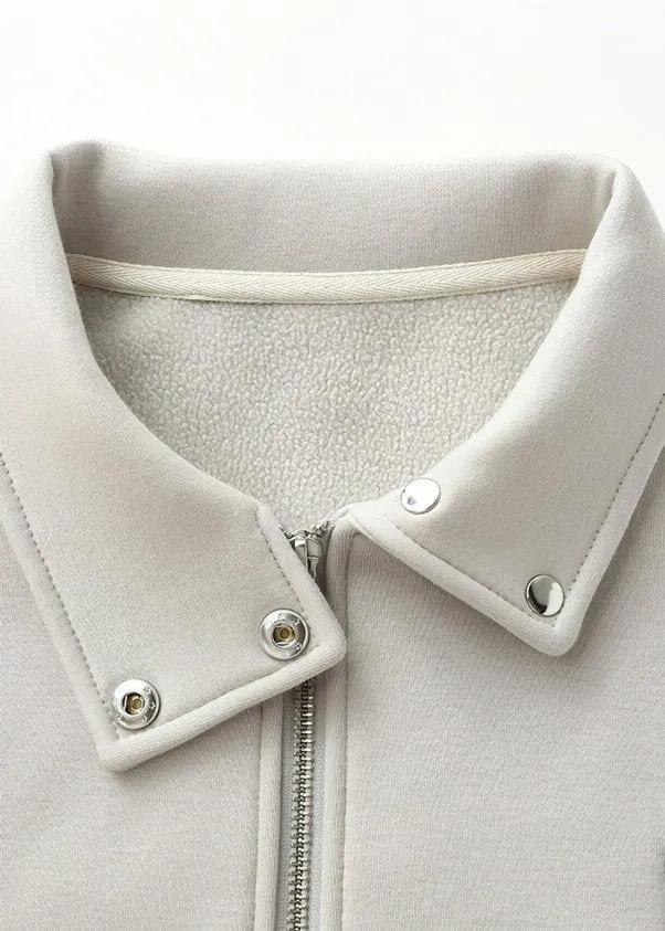COTTON BLEND SHERPA ZIPPER JACKET