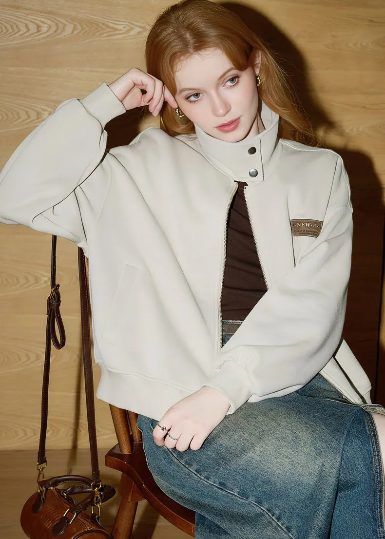 COTTON BLEND SHERPA ZIPPER JACKET
