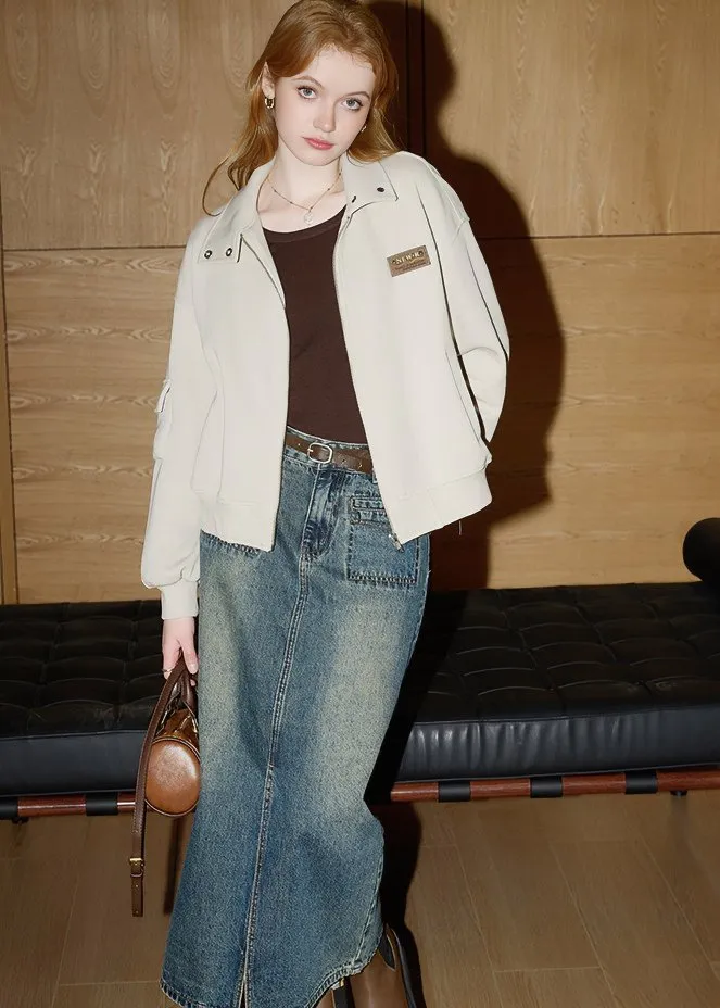 COTTON BLEND SHERPA ZIPPER JACKET