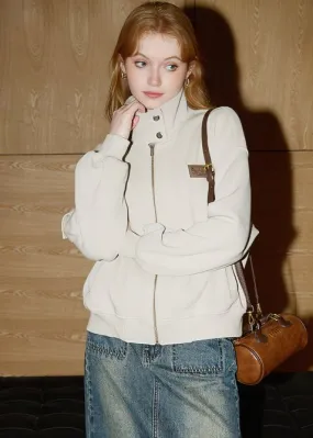 COTTON BLEND SHERPA ZIPPER JACKET