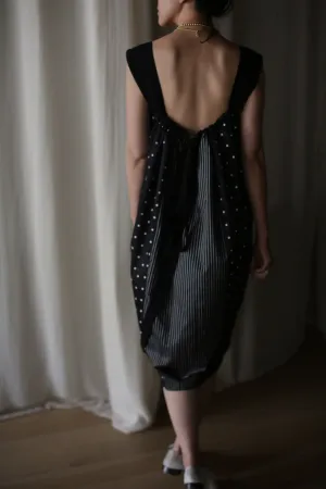 Cotton Peony Dress | B/W Polkadot