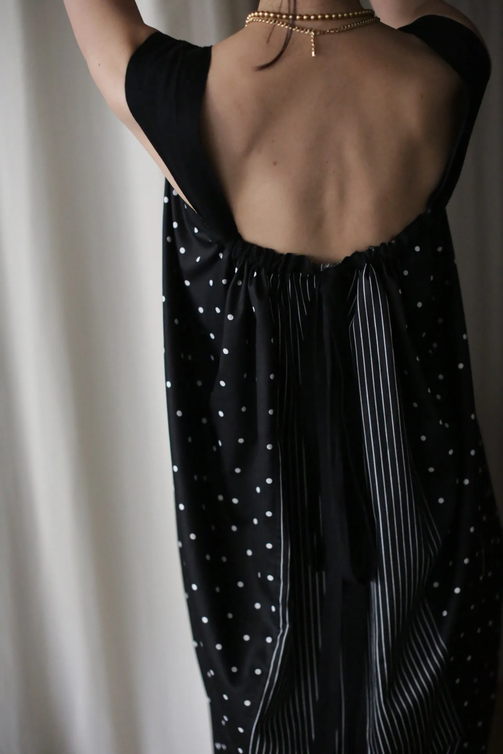 Cotton Peony Dress | B/W Polkadot