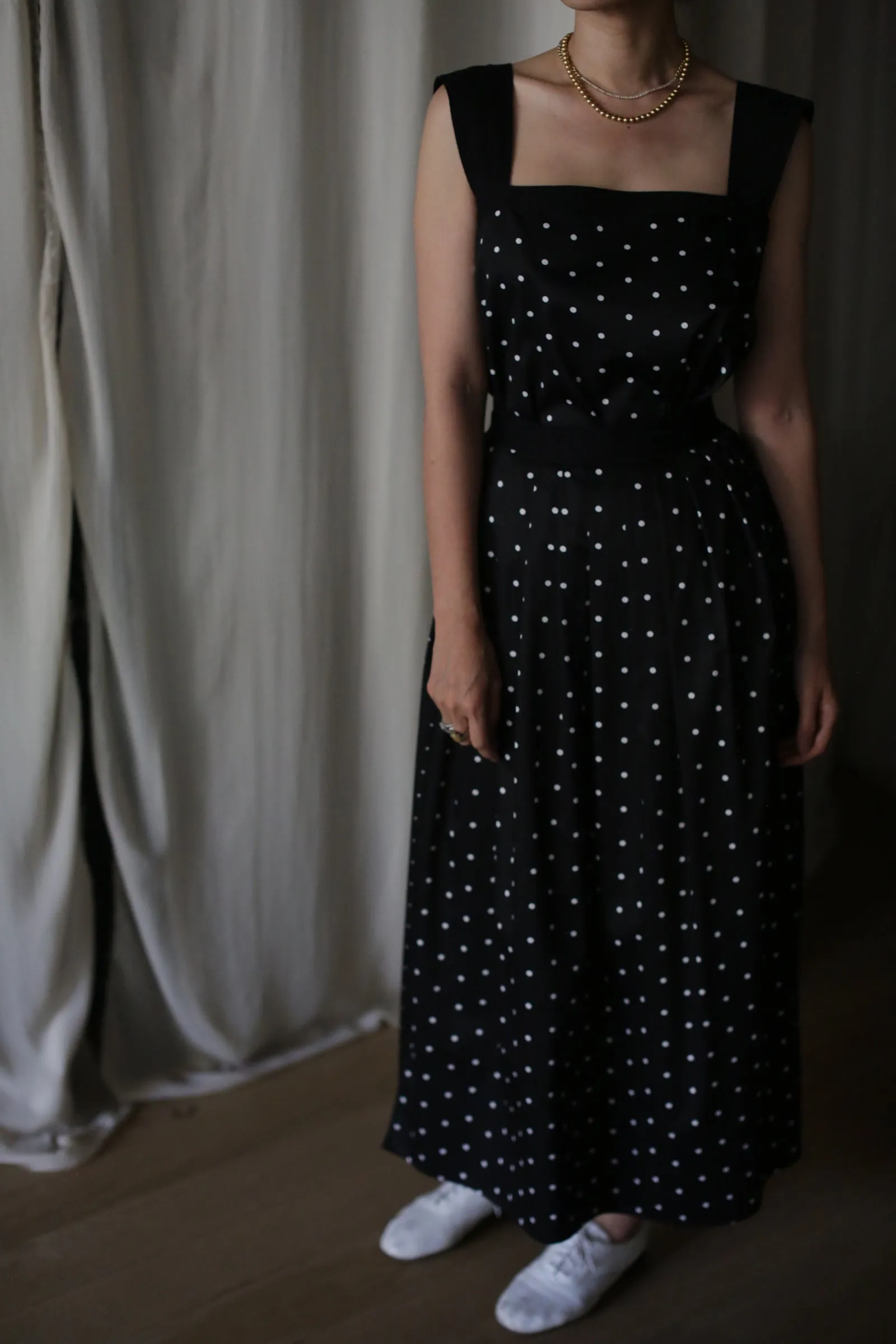 Cotton Wrap Skirt | B/W Polkadot