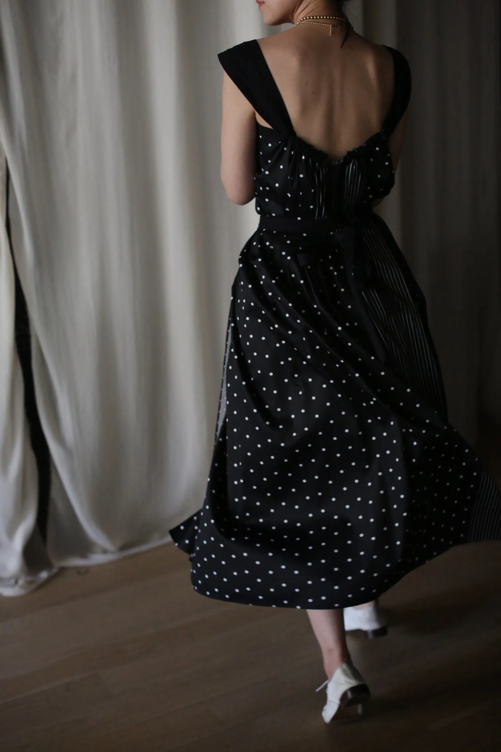 Cotton Wrap Skirt | B/W Polkadot