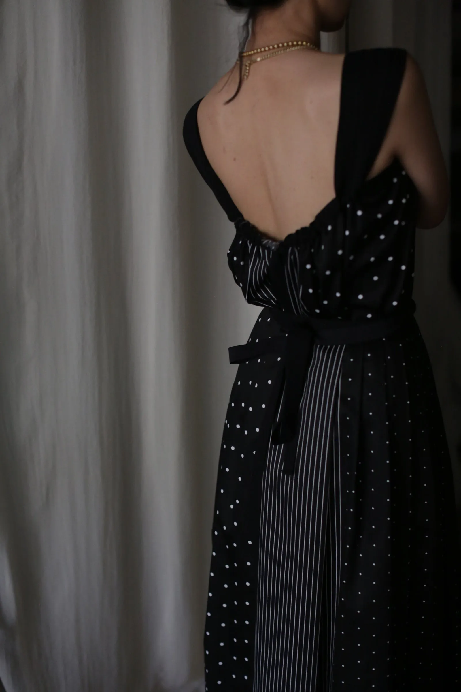 Cotton Wrap Skirt | B/W Polkadot