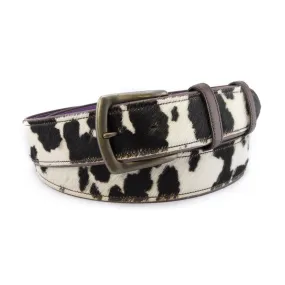Cream brown mix cowhide belt