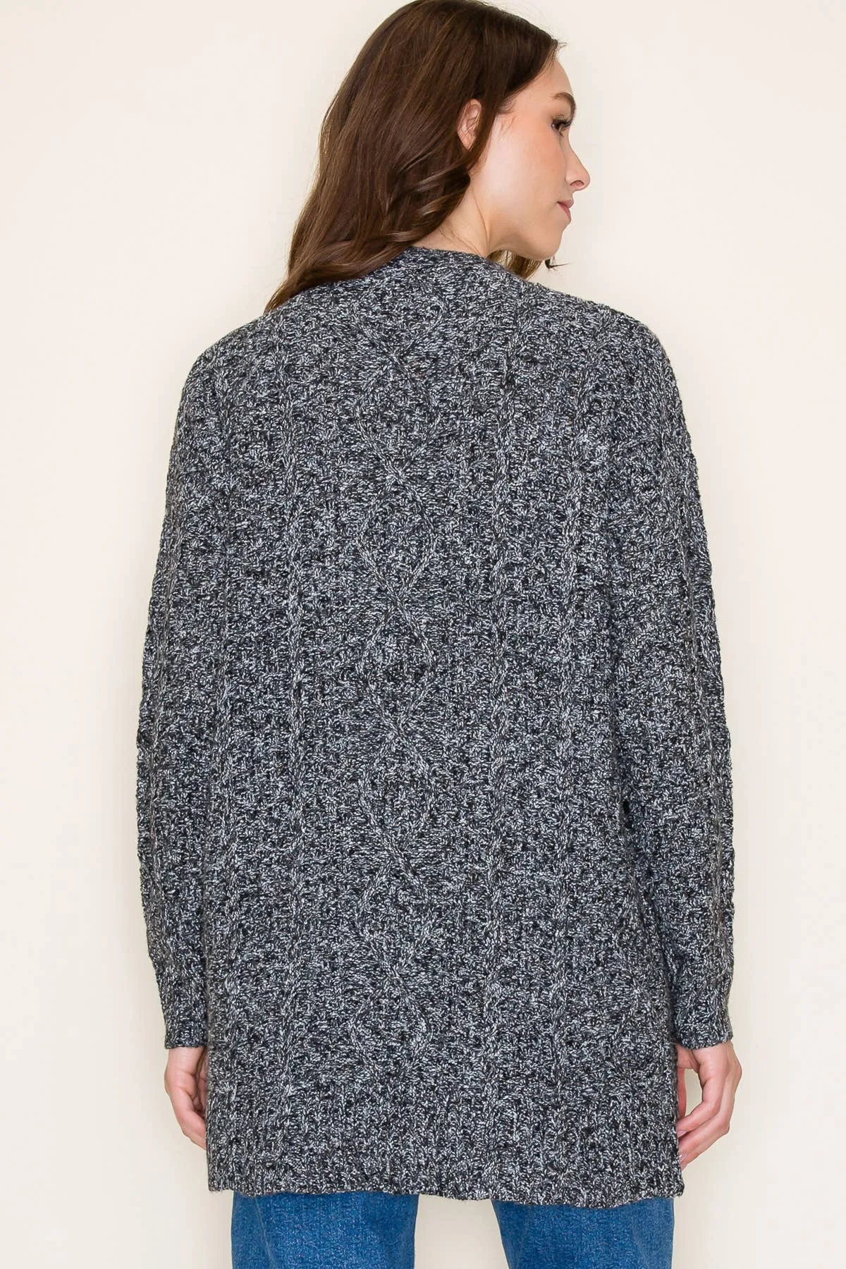 Dark Charcoal Cable Cardigan