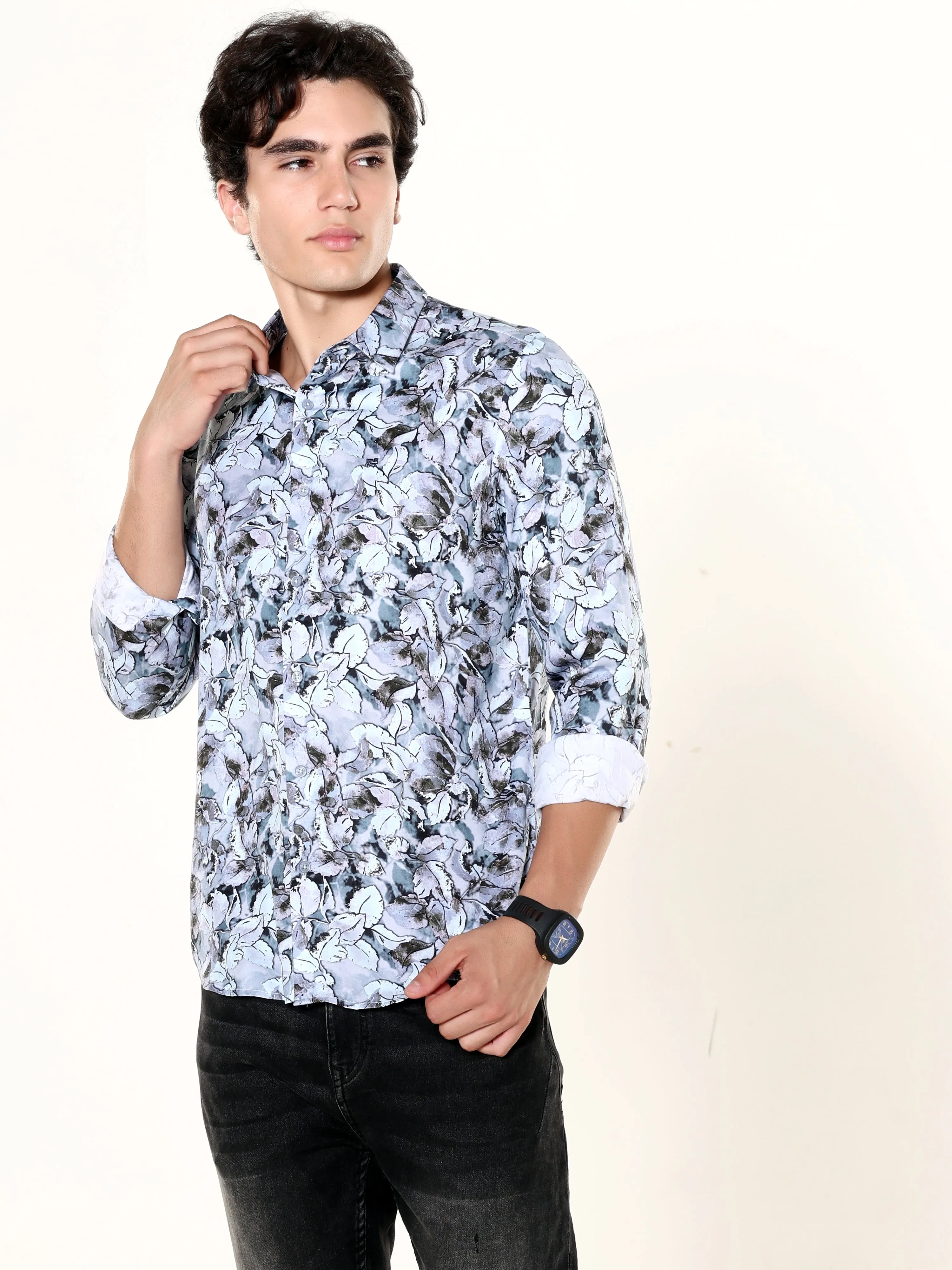 Delphinium Blue Garden Printed Shirt