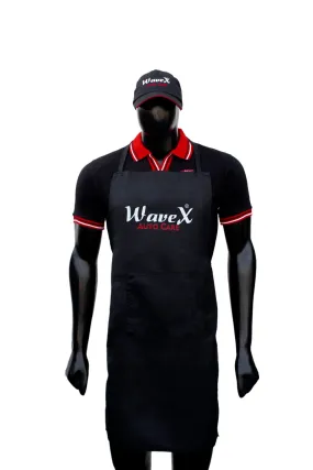 Detailing Merchandise Combo 1- WaveX Red and Black Collar T-Shirt   WaveX Detailing Apron   WaveX Detailing Cap