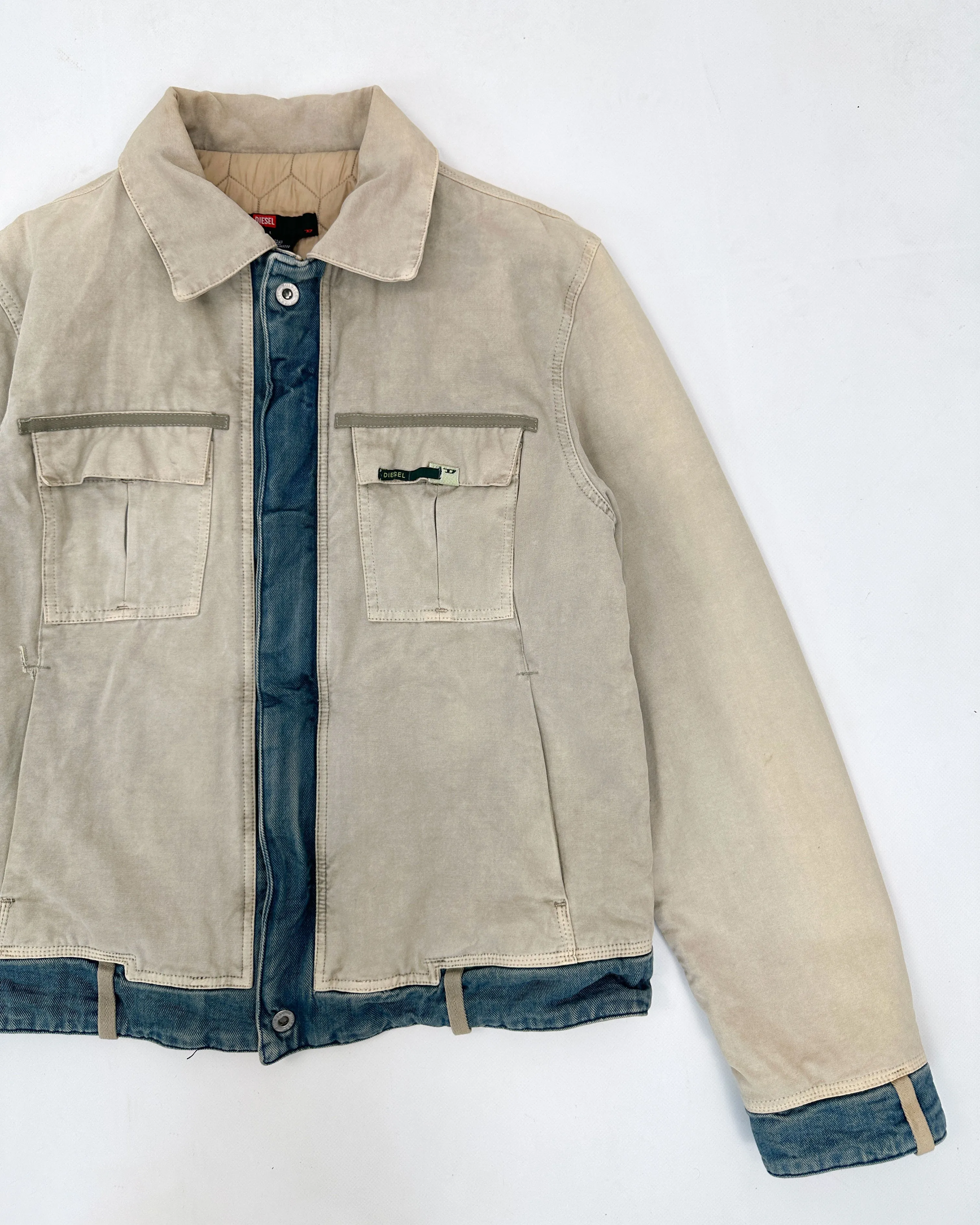 Diesel Beige Denim Padded Jacket 2000's