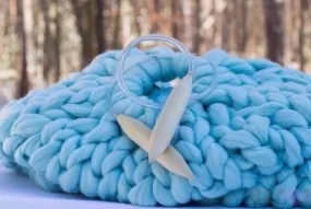 DIY Knit Kit With Needles, Lap Throw 30x50 in, Merino wool